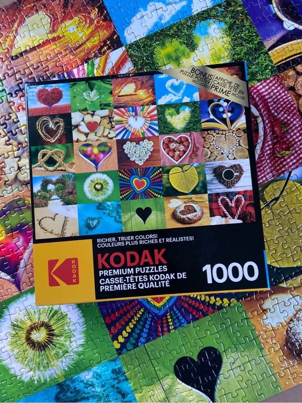 Kodak 1000-Piece Colorful Heart Collage Jigsaw Puzzle Love Is Everywhere